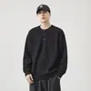 Suéter Henley de peso pesado estilo americano para hombre, con corte relajado, tejido cálido, mangas largas holgadas y casuales, y un diseño moderno
