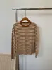 Camiseta de Manga Larga a Rayas de Colores con Cuello Redondo, Nueva Moda Primavera/Verano 2026 para Mujer, Camiseta Básica Holgada Casual, Top Elegante para Mujer