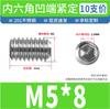 Conjunto de Aço Inoxidável 201 com Extremidade Côncava Parafuso Máquina Sextavado Parafuso de Máquina Parafuso Sem Cabeça Parafuso Top de Parada M3M4M5M6