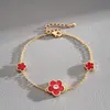 Collar de Flor de Zirconia Europea y Americana Chapado en Oro Real Pulsera de Estilo Vacacional Transfronterizo Dopamina de Gama Alta para Mujer