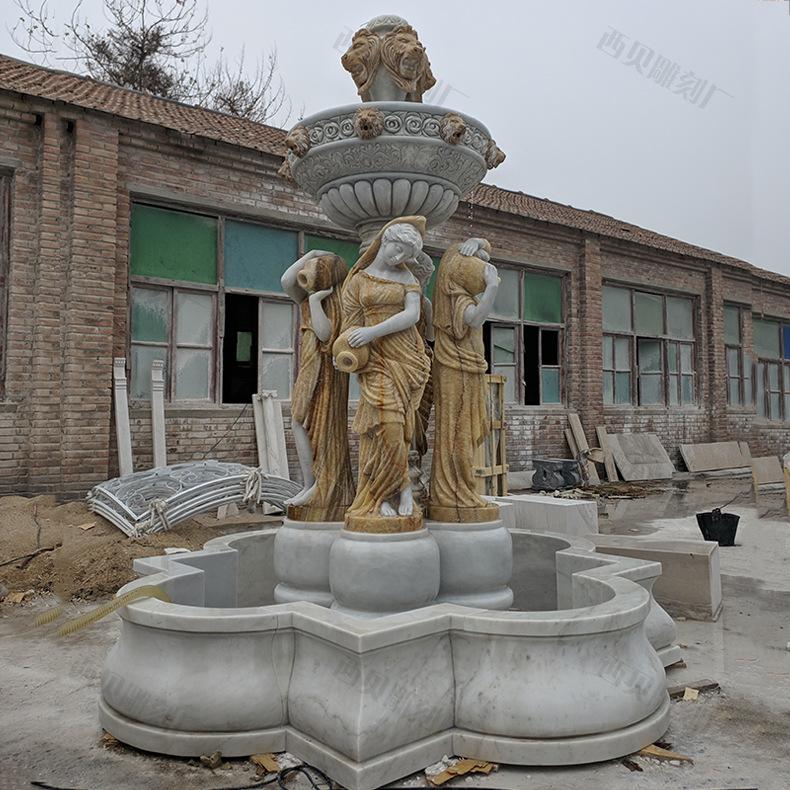 欧式石雕喷泉，西方美女人物喷泉，大理石人物喷泉，石材人物喷泉