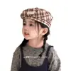 Boina Cuadros Vintage para Niños, Nuevo Estilo Primavera y Otoño, Aspecto Desgastado, Boina de Artista Moderna y Versátil para Niños y Niñas
