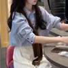 Traje de Moda para Mulheres Estilo Coreano Leve Maduro para o Dia a Dia 2026 Primavera e Outono Novo Camisa Listrada de Alta Qualidade com Xale Cor de Café