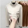 Capa base térmica para mujer para otoño e invierno, con un diseño de dos piezas simulado en colores contrastantes, camiseta de manga larga, top casual y versátil