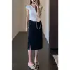 Elegante diseño, falda de cintura alta adelgazante de mezcla de acetato de alta calidad para mujer, nuevo modelo de verano C0721B