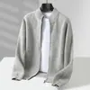 Cárdigan de lana pura transfronterizo para hombre, cuello alto, con cremallera completa, nuevo suéter de punto de lana para otoño e invierno