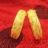 Pulsera de Boda Electrochapada en Oro Real Versión Abierta Amplia Pulsera Doble Felicidad Dragón y Fénix Oro de Alta Imitación para Mujer Novia Boda Etiqueta de Cerdo Dorada