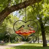 Novo produto transfronteiriço: Comedouro de Pássaros de Ferro em Formato de Coração com Flores, Comedouro de Pássaros Pendurado para Decoração de Jardim Externo