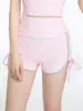 Conjunto Fitness Esportivo Feminino Novo Estilo Primavera/Verão com Cordão, Manga Curta, Sutiã Embutido e Alças Finas, Top Regata para Yoga para Usar por Cima ou por Baixo