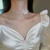 Estilo coreano elegante diamante borboleta gargantilha clavícula cadeia feminina nicho design sentido colar transparente linha de pesca pescoço cadeia colar
