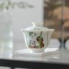 Moji Lu Qingde diseñador Serie Panda Tazón con tapa de porcelana blanca de barro de jade juego de té de pared delgada tazón de té para el hogar