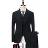 Terno de lã slim fit estilo italiano, um conjunto de três peças para outono e inverno, um terno espessado para noivos, trajes de casamento e vestuário formal de negócios para homens