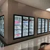 Congelador vertical com porta de vidro, Armário refrigerado pós-instalação, Balcão expositor de bebidas com múltiplas portas, Refrigerado a ar comercial