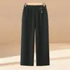 Calça mom de perna reta, elegante e de alta qualidade, calça de perna larga em imitação de cashmere, nova coleção outono/inverno, calça para mulheres de meia-idade e idosas, entrepernas profundo, calça versátil para mulheres