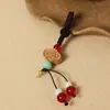Chaveiro de Carro Pingente Flor de Ameixeira Madeira de Pêssego Cordão Semi-Acabado Tecido à Mão Fivela Viva Acessórios Argola Aberta Pregos de Chifre