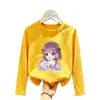 Camiseta de Algodão Puro para Meninas Primavera e Outono, Blusa Básica Elegante de Manga Longa para Crianças Mais Velhas, Coleção Primavera e Outono 2026