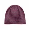 Chapéu de Tricô Listrado Retrô Estilo Coreano Feminino Outono Inverno Mistura de Acrílico Chapéu Slouchy com Caimento na Parte de Trás Gorro para Frio Transfronteiriço