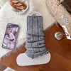 Meias empilhadas cinza transfronteiriças, meias femininas novas com acabamento de renda doce, meias estilo Miu para combinar com sapatos de couro pequenos, polainas JK