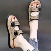 Sandalias Estilo Tweed para Mujer Ropa de Exterior de Verano 2025 Nuevas Casual Estilo Nacional Suela Gruesa Moda Casual Sandalias de Playa Costeras