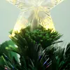 Decoração de vitrine de shopping para árvore de Natal folhas verdes mais lâmpada de fio de cobre branco quente joias de fibra óptica árvore atacado transfronteiriço