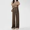 Pantalones de Maternidad Ropa de Abrigo 2026 Nuevo Otoño Invierno Con Terciopelo Interior Pantalones de Pierna Ancha Sin Presión en el Vientre Durante el Embarazo Talla Petite Talla Grande Pantalones Largos