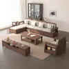 Juego de Sofás Sólidos de Madera Estilo Chino para Sala de Estar 2025 Muebles de Nogal Negro para Apartamentos Grandes y Pequeños Sofá Nuevo Estilo Chino para Uso Doméstico