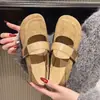 Zapatos Planos Mary Jane de Gamuza para Mujer 2026 Primavera/Verano Nuevo Estilo Planos Suela Suave Zapatos de Abuela Boca Baja Bloques de Color Mocasines Estilo Birkenstock