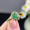 Anillo de Esmeralda Colombiana Natural, Tamaño de la Piedra Principal: 5*7mm, Plata de Ley 925 Incrustada de Precisión