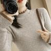 Camisa de punto de fondo 2024 otoño e invierno nuevo suéter de cuello alto medio cárdigan de mujer top de manga larga con botones ajustados