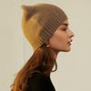 Chapéu de cashmere para mulheres 100% cashmere puro outono e inverno novo chapéu de malha quente com orelhas de gato chapéu de flor torcida personalizado