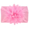 Acessórios para cabelo para crianças europeias e americanas, faixa de cabeça de nylon elástico com flores de chiffon de cor sólida, faixa de cabelo de bebê de aba larga e macia, atacado