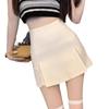 Traje Blanco Falda Corta para Mujeres Petite, Verano Diseño Adelgazante de Cintura Alta, Abertura Antiexposición Falda A-Line Media Pantalones