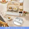 Plato dividido de acero inoxidable 316 con dibujos animados y compartimentos profundos para estudiantes, plato dividido para niños de preescolar, utensilios de comedor anticaída