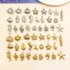Acero inoxidable al vacío electrochapado color oro acero hueco estrella de mar, caballito de mar, caracola, pez tropical colgante accesorios para joyería DIY