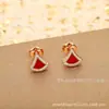 Pendientes de Alta Gama Baojia con Forma de Falda, Pendientes de Alta Gama de Nácar Blanco para Mujer, Pendientes Gruesos con Forma de Abanico Incrustados con Diamantes, Chapados en Oro Rosa de 18 Quilates, Ins