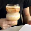 Taza de mousse de vidrio de borosilicato alto, taza de helado, taza de café con leche estilo ins en forma de calabaza, taza de café, taza de vidrio de nicho