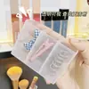 Caja de almacenamiento de gabinete con espejo, montada en la pared, sin perforaciones, organizador transparente para labiales y cosméticos para baño