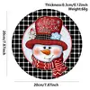 Decoração de placa de porta redonda de madeira de Natal, pingente de decoração de árvore de Natal para varanda externa, teca antiga Binxin