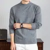 Suéter de lana para hombre de cuello medio para otoño e invierno, camisa base de punto gruesa y cálida, suéter de lana para hombre en stock para venta al por mayor