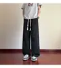 Pantalones de seda helada tie-dye para hombre, estilo fino de verano, nuevos y modernos, holgados, de pierna recta, estilo americano, holgados, casuales, largos, nuevos y a la moda
