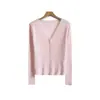 48 piezas de cárdigan de lana de punto fino, cuello en V, elegante, ultrafino para mujer, suave y cómodo, efecto adelgazante, top de punto amarillo
