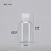 Botellas de Plástico Transparentes con Tapa abatible en stock 30 50 100ml Flexibles para Loción Cosmética Botellas Dispensadoras con Tapa de Mariposa