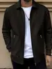 2026 nueva chaqueta cárdigan casual de ajuste slim para hombre, primavera y otoño, con cremallera, bolsillos, solapa, color liso, transfronteriza