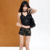 Shorts de Mezclilla Camuflaje Estilo Americano de Tiro Bajo para Mujer, Nuevo Diseño Ajustado Verano 2025, Hot Pants que Resaltan la Cadera