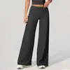 Calça de yoga larga de cintura baixa transfronteiriça para mulheres, calça esportiva fitness reta solta e respirável, calça longa lulu de pêssego para afinar o bumbum
