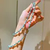 Cadena para Suéter de Perlas Artificiales Turquesa Multicolor de Alto Brillo de Alta Calidad para Otoño e Invierno, Cadena para Clavícula