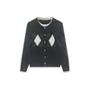 Cárdigan de Punto a Cuadros Estilo Coreano para Mujer, Otoño, Falso Dos Piezas, Cuello Redondo, Adelgazante, Versátil, Temperamento, Top Casual de Manga Larga