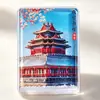 Imán para Refrigerador de Arena Movediza Producto Cultural y Creativo: Ciudad Prohibida, Gran Muralla, Templo del Cielo, Souvenir Turístico Magnético Acrílico Nevado, Regalo Conmemorativo Coleccionable