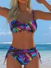 Verano 2027 Transfronterizo Nuevo Sexy Europeo y Americano Comercio Exterior Bikini Traje de Baño para Mujer Sexy Estampado con Cordones Traje de Baño de Playa