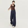 Calça Jeans Wide Leg Feminina, Novo Estilo Outono e Inverno, Azul Escuro, Cintura Alta, Emagrecimento, Solta, Com Caimento, Calça Reta de Comprimento Total
